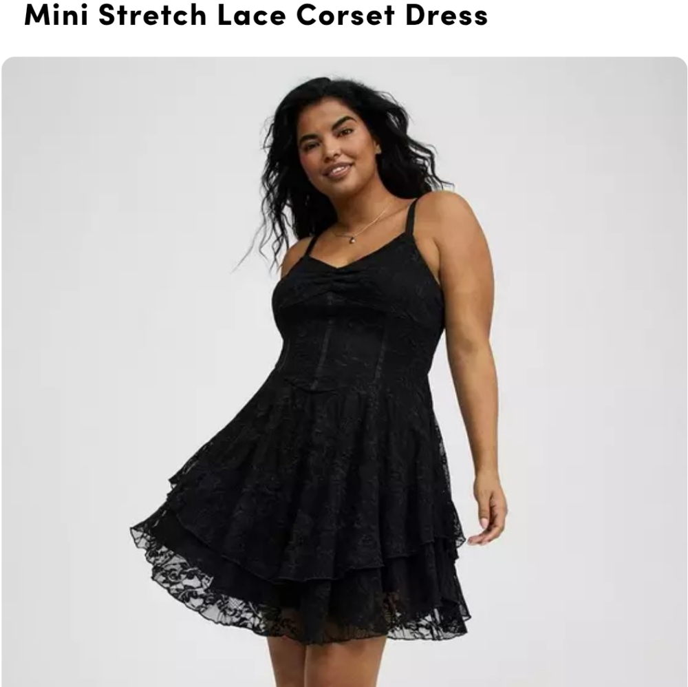 Torrid Black Lace Corset Mini Dress